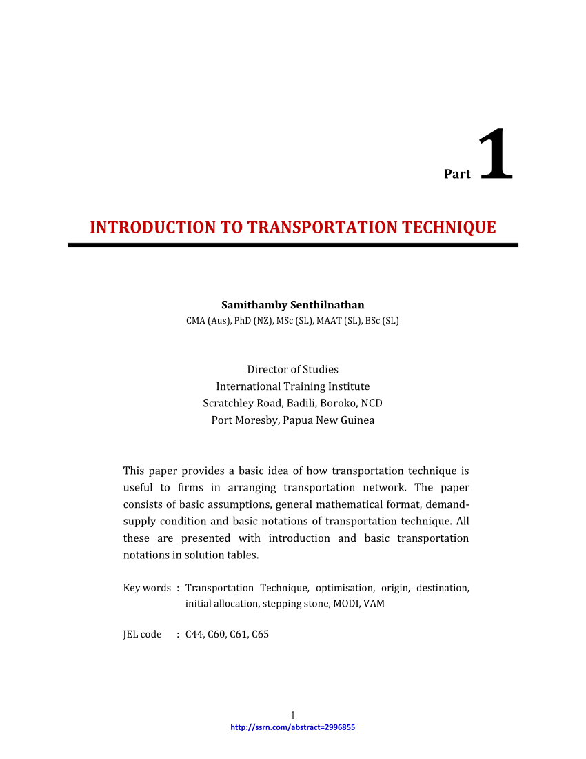 thesis title about transportation
