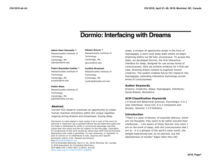 Pdf Dormio Interfacing With Dreams