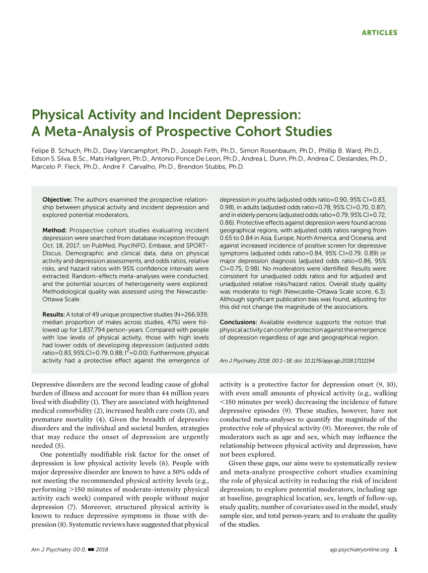 PDF) Physical Activity and Incident Depression: A Meta-Analysis of ...