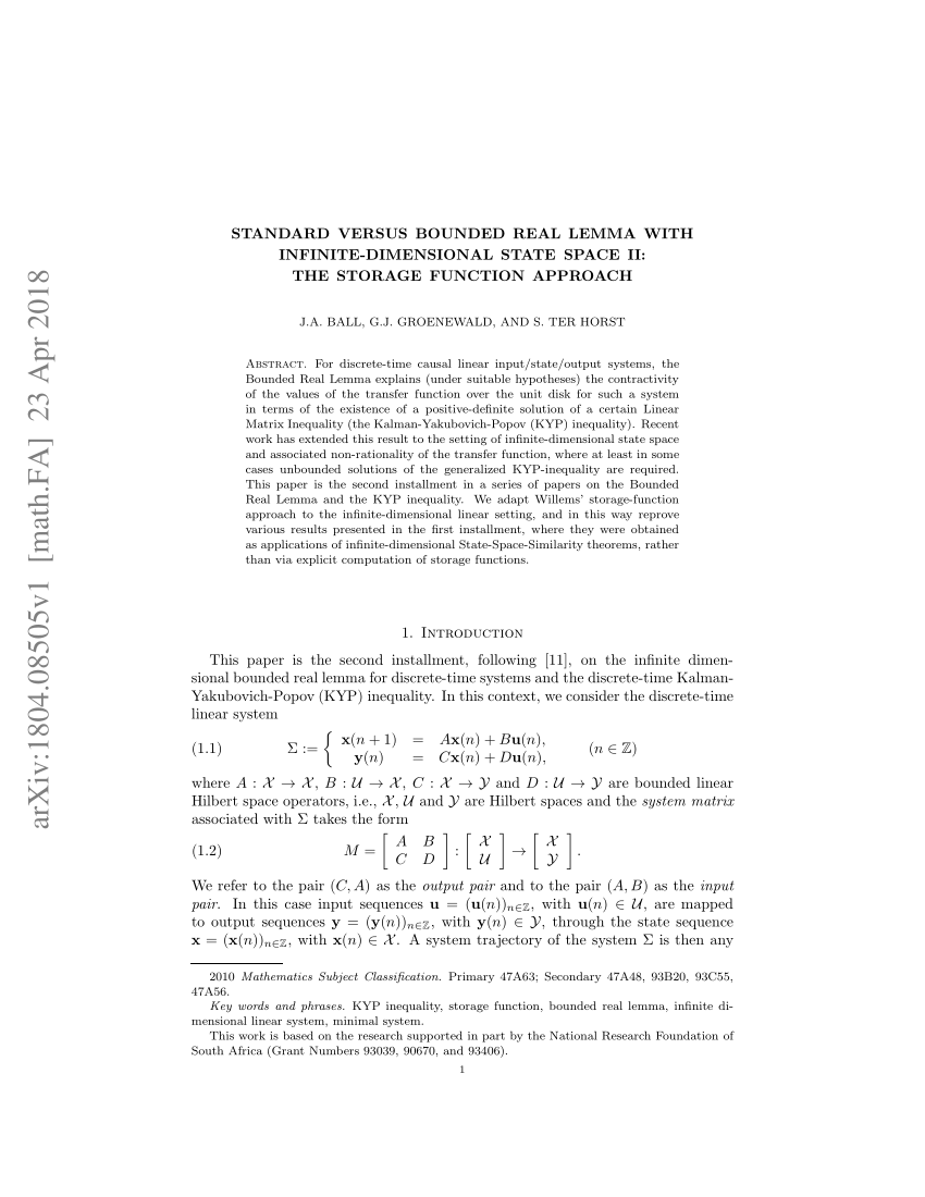 Pdf Standard Versus Bounded Real Lemma With Infinite Dimensional State Space Ii The Storage Function Approach