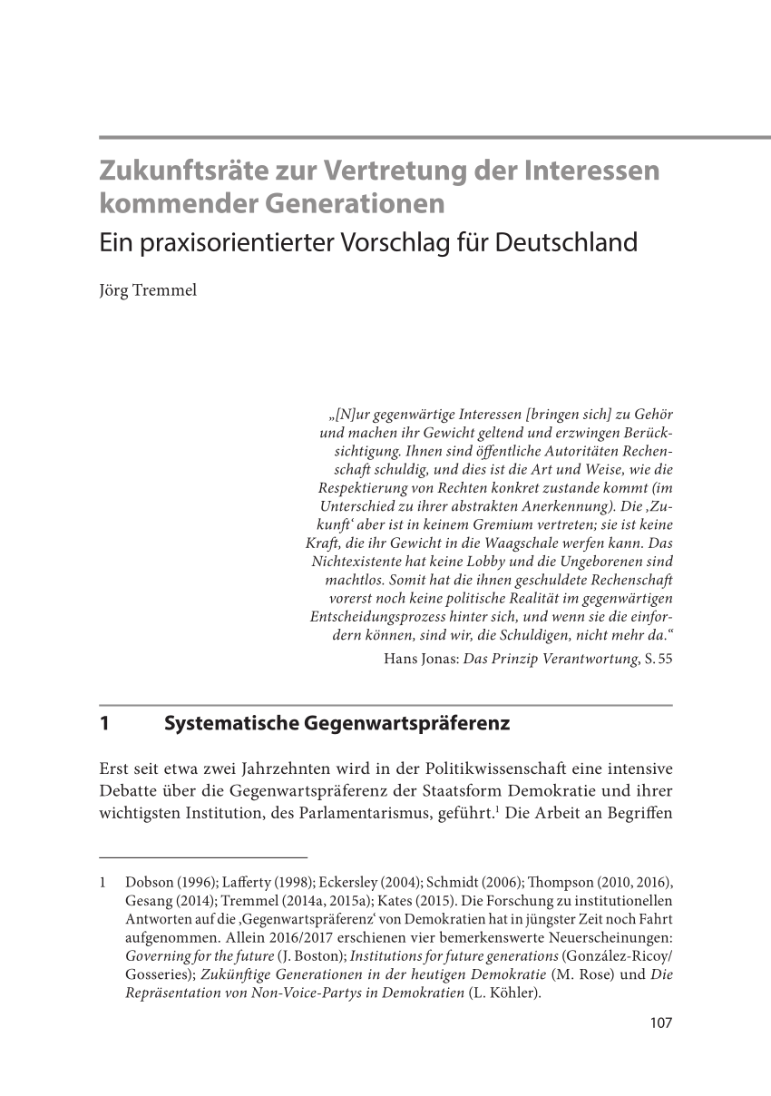 PDF Zukunftsräte zur Vertretung der Interessen kommender Generationen