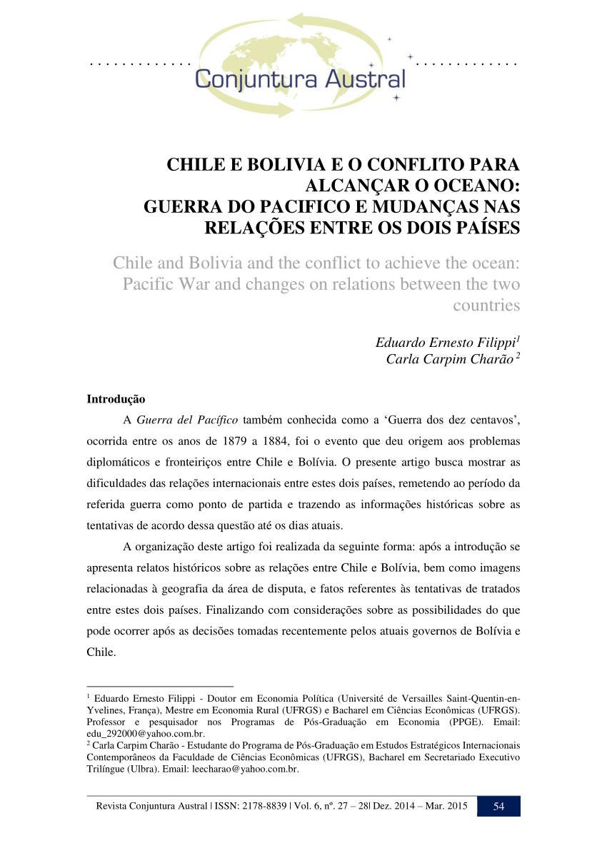 PDF) A DEMANDA BOLÍVIA V. CHILE NA CORTE INTERNACIONAL DE JUSTIÇA: A  QUESTÃO DA SAÍDA PARA O OCEANO PACÍFICO