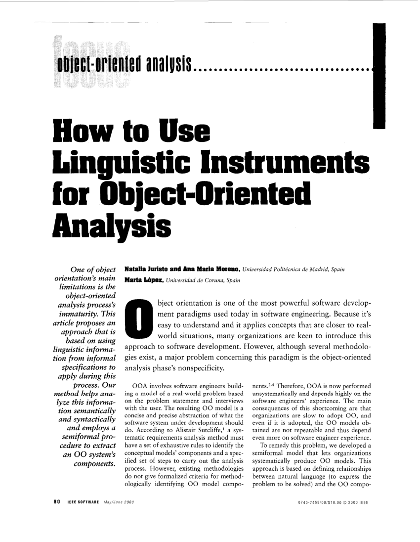 PDF) How to Use Linguistic Instruments for Object-Oriented Analysis.