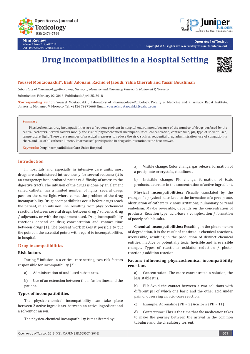 PDF) Drug Incompatibilities in a Hospital Setting