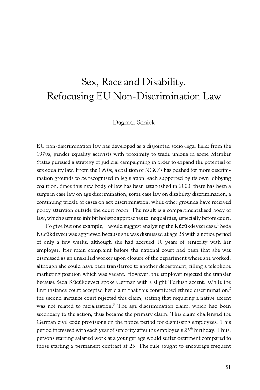 PDF) Sex, Race and Disability. Refocusing EU Non-Discrimination Law