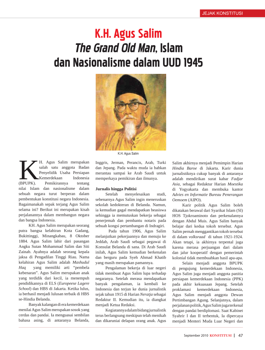 Pdf Kh Agus Salim The Grand Old Man