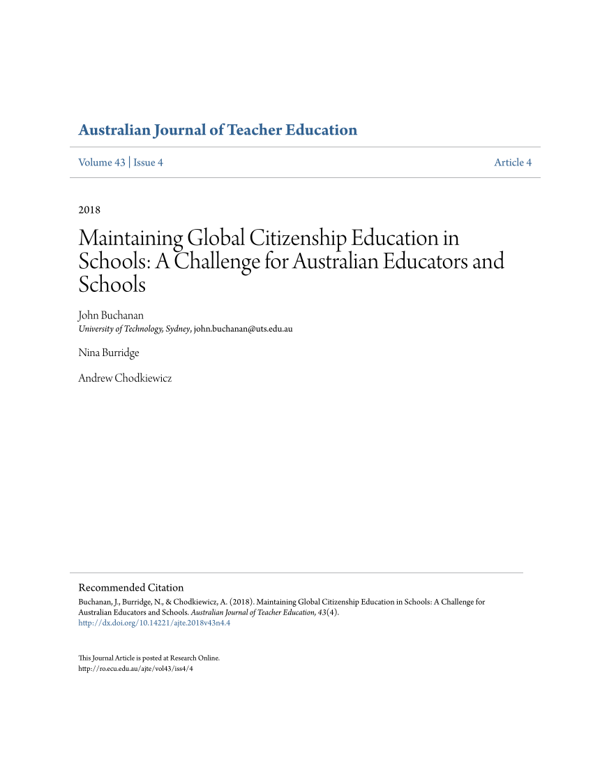 PDF) Maintaining Education in Schools: A Challenge for Australian and
