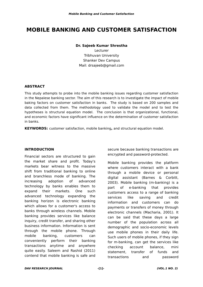 internet banking and customer satisfaction thesis