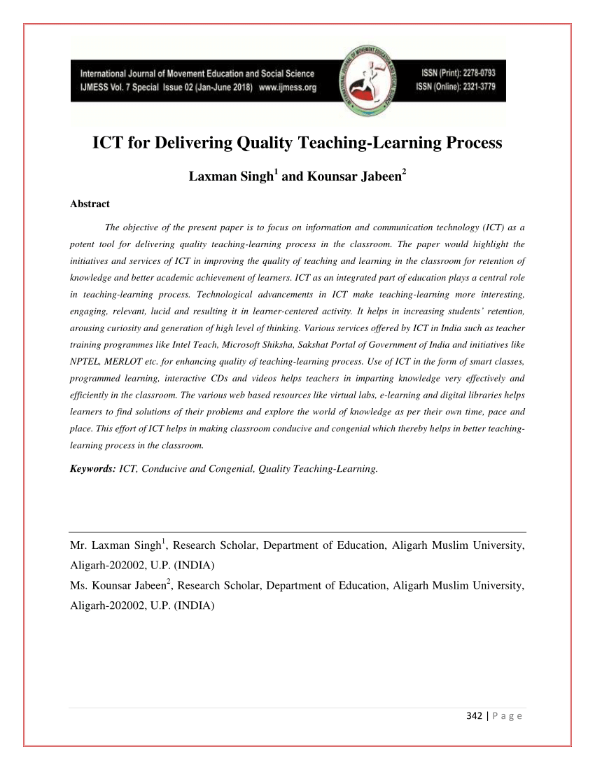 Pdf Ict For Delivering Quality Teaching Learning Process