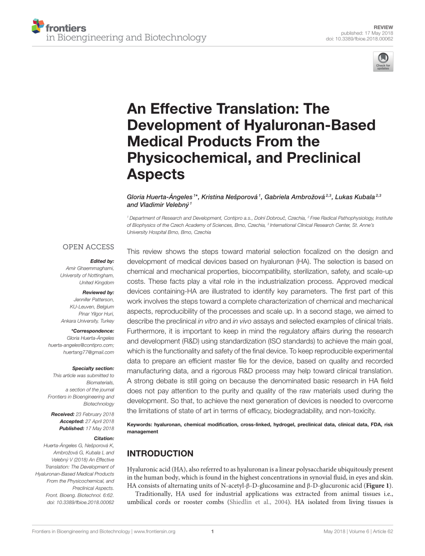 Practical Aspects Of Hyaluronan Based Medical Products