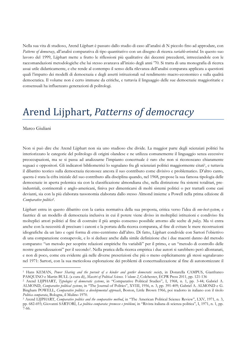 Patterns of Democracy by Arend Lijphart