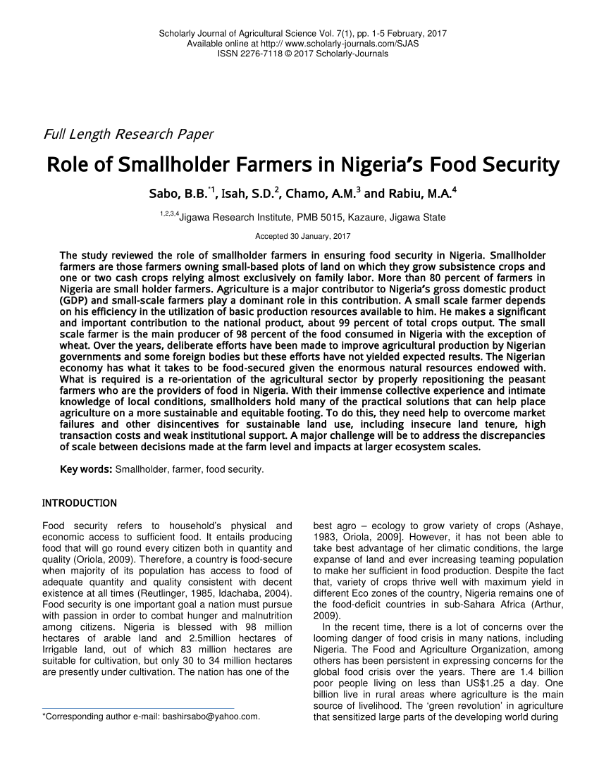food security in nigeria thesis