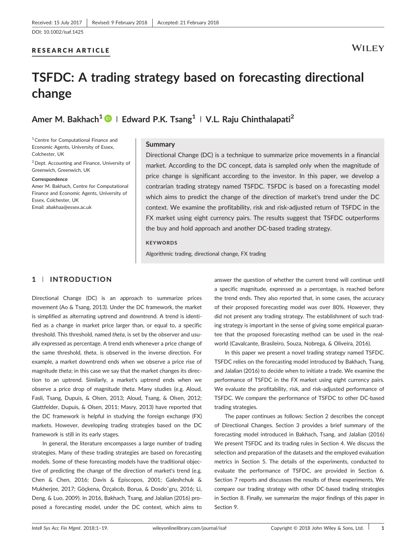 Pdf Tsfdc A Trading Strategy Based On Forecasting Directional Change - 
