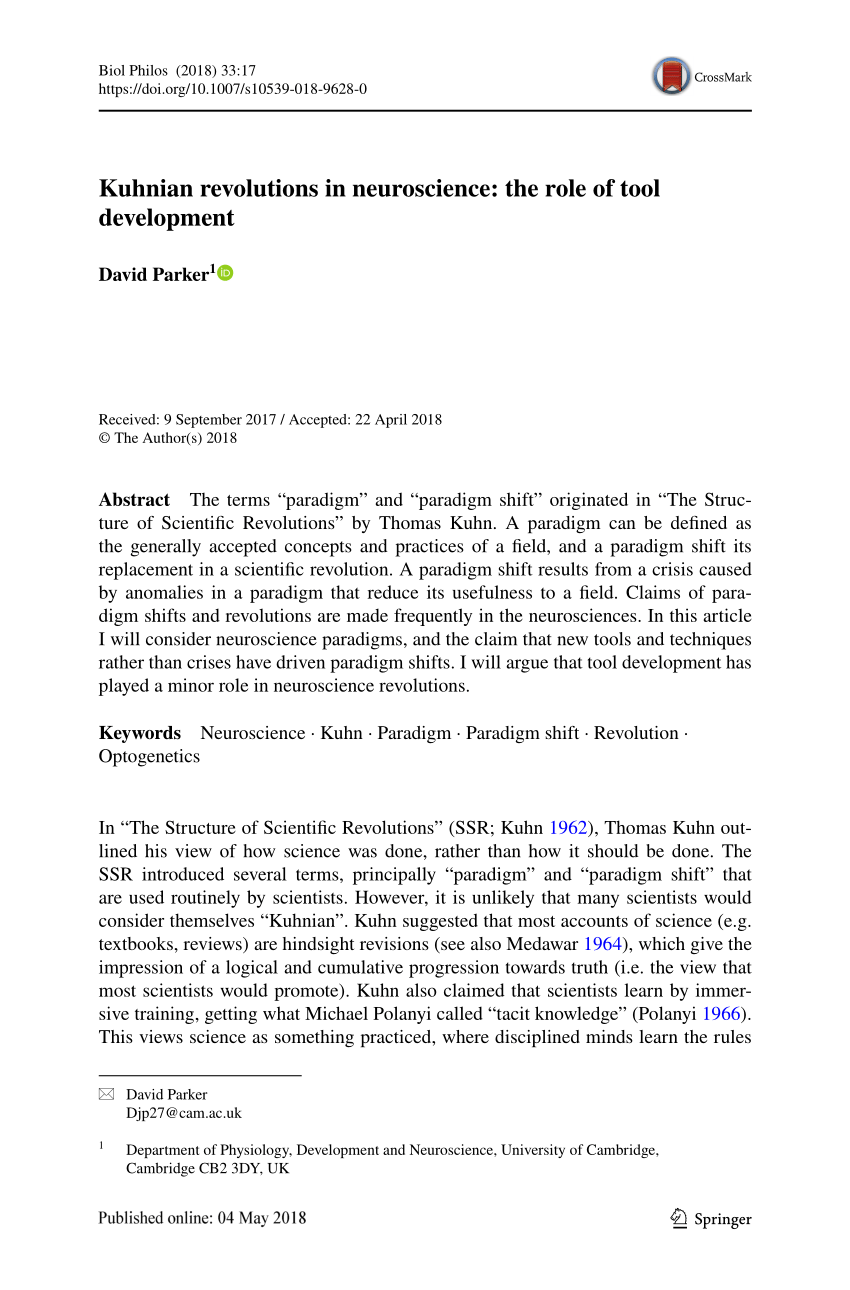 PDF) Kuhnian revolutions in neuroscience: the role of tool development
