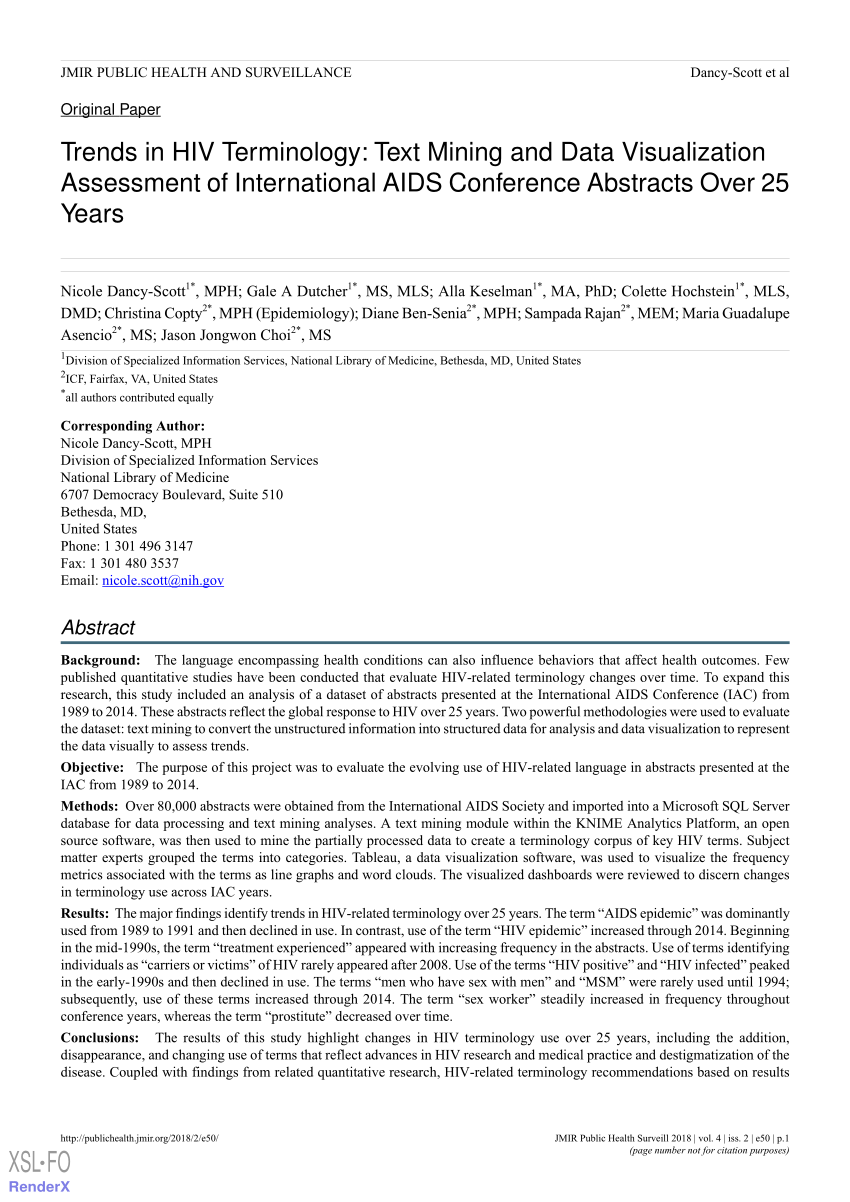 (PDF) Trends in HIV Terminology Text Mining and Data Visualization