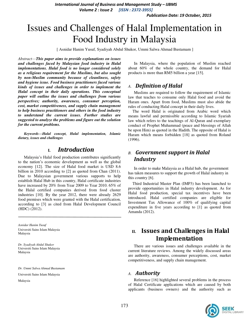 (PDF) Issues and Challenges of Halal Implementation in ...