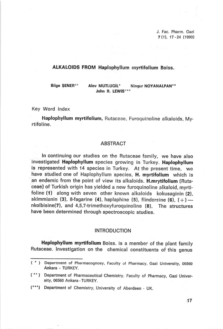 (PDF) ALKAIO|DS FROM Haplophyllum myrtitolium Boiss