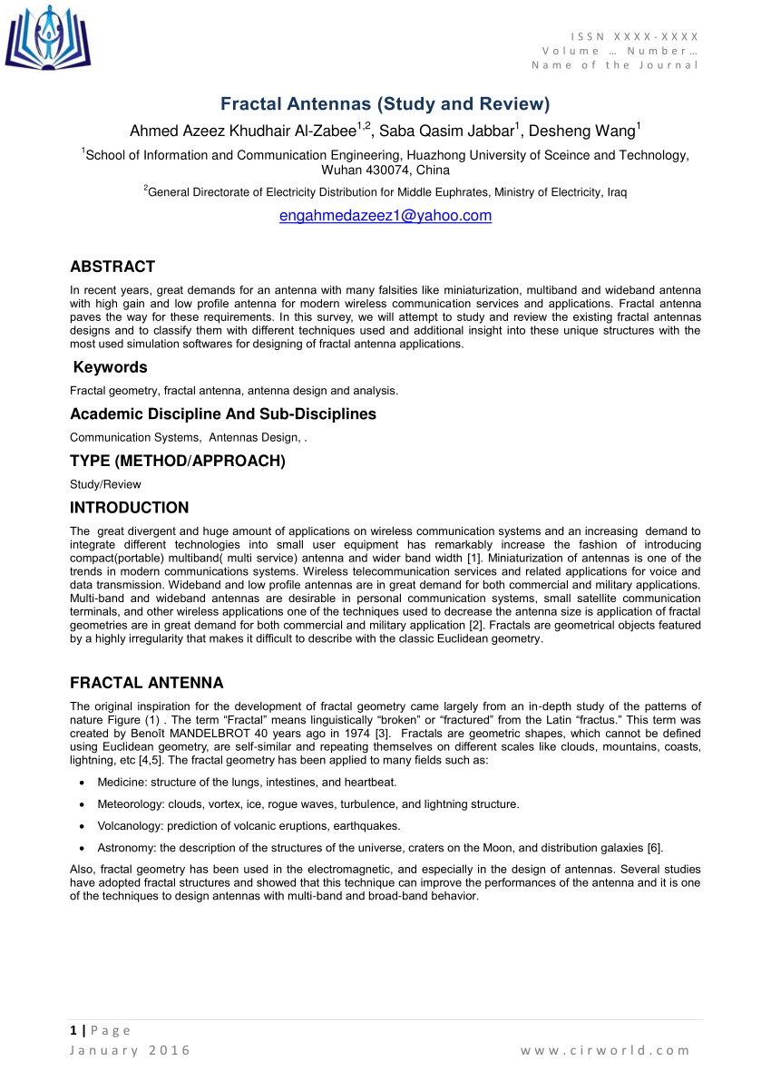 PDF) Fractal Antennas (Study and Review)