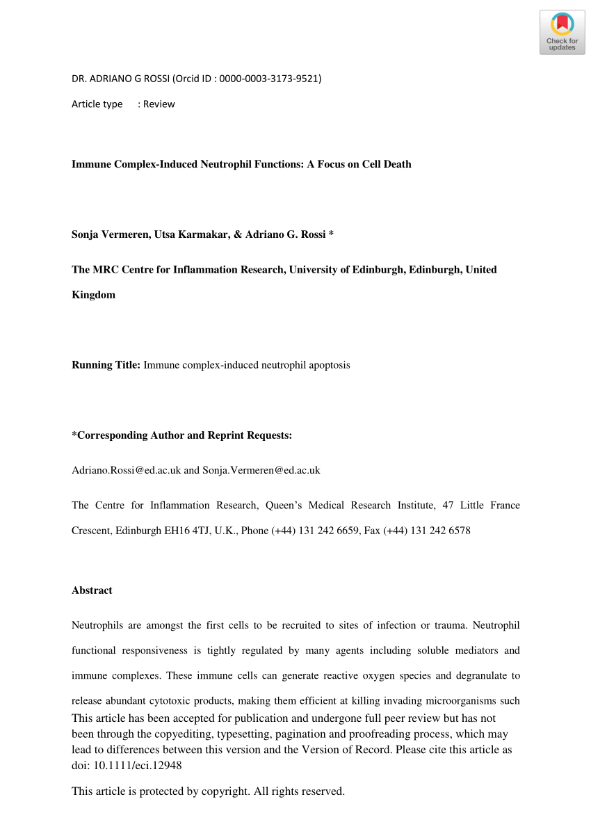 Pdf Immune Complex Induced Neutrophil Functions A Focus On Cell Death