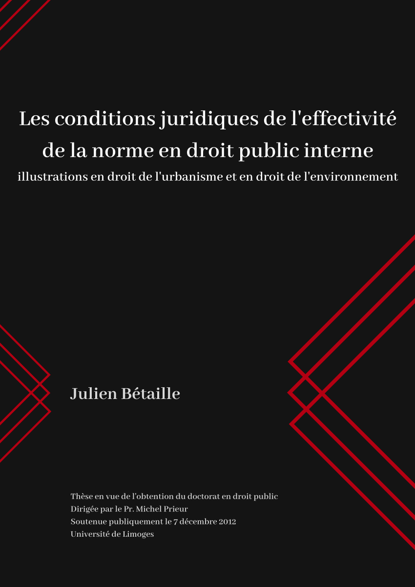 Pdf Les Conditions Juridiques De L Effectivite De La Norme En Droit Public Interne Illustrations En Droit De L Urbanisme Et En Droit De L Environnement