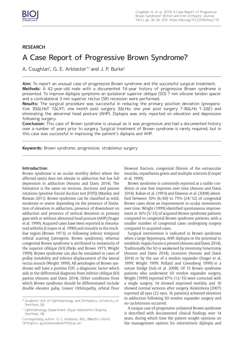 Pdf A Case Report Of Progressive Brown Syndrome