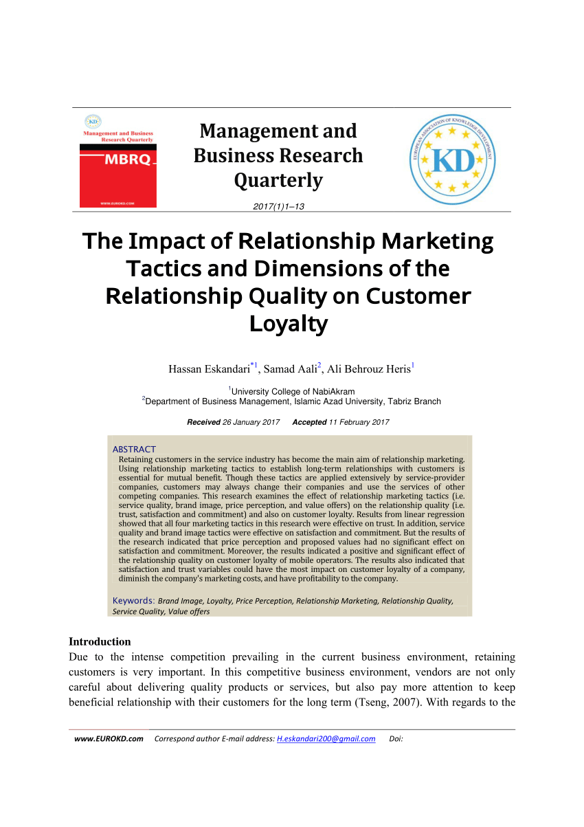 relationship marketing research papers pdf
