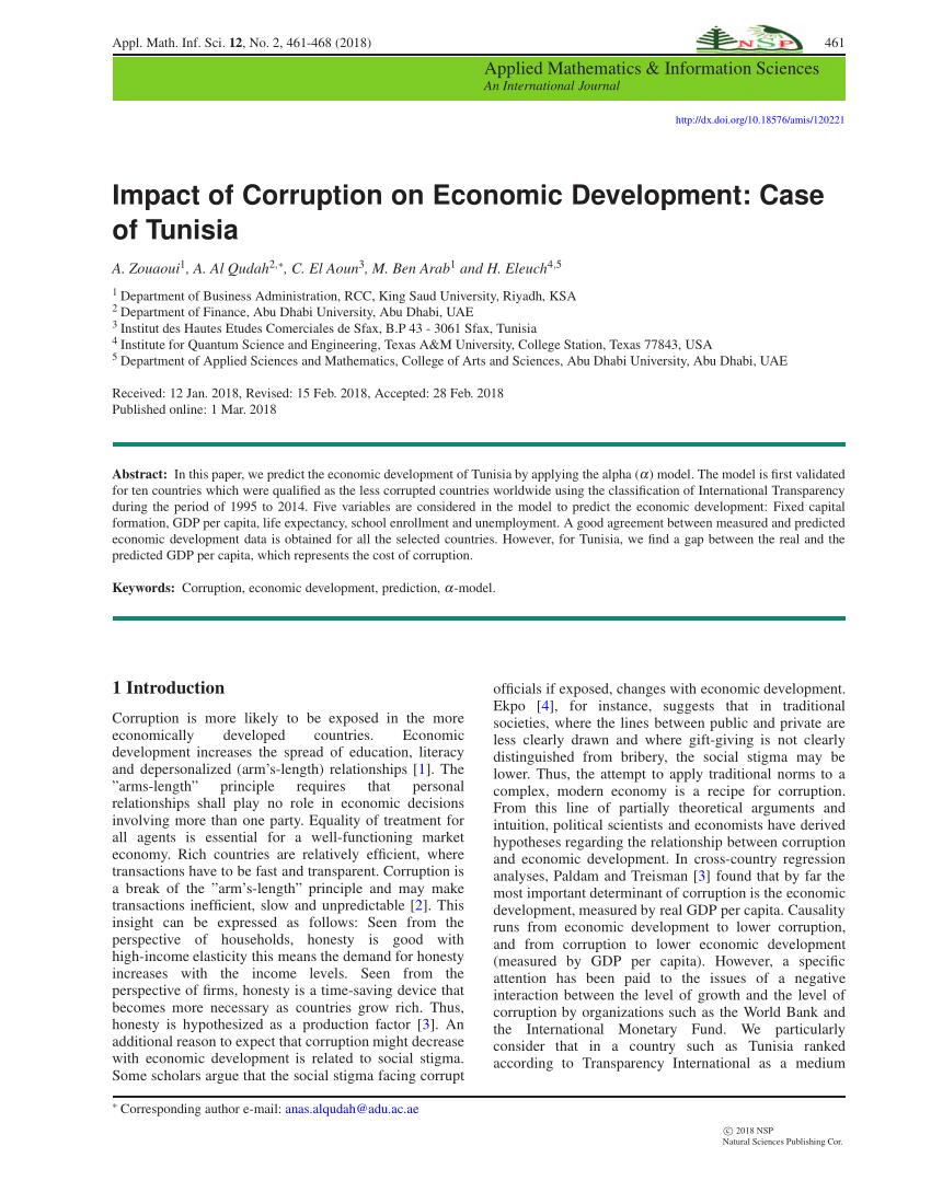 essay on economic development and corruption