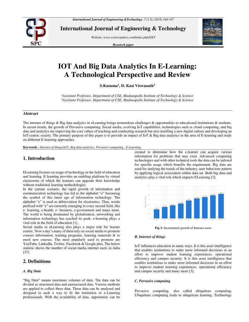 Pdf Iot And Big Data Analytics In E Learning A Technological Perspective And Review