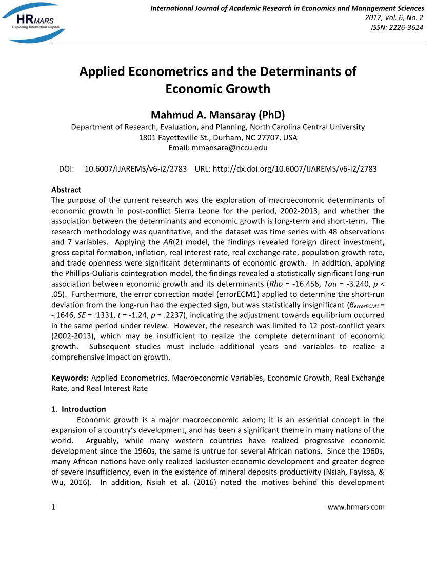 research articles on econometrics