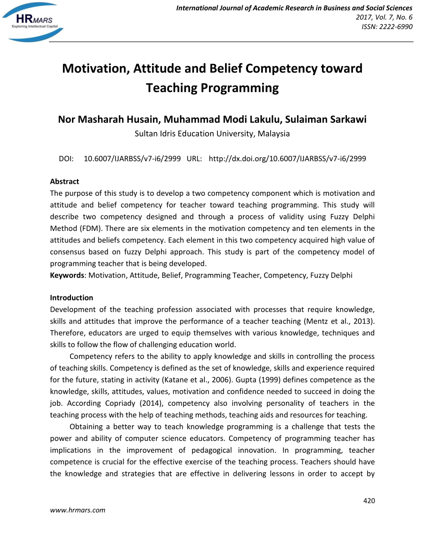 Pdf Motivation Attitude And Belief Competency Toward Teaching Programming