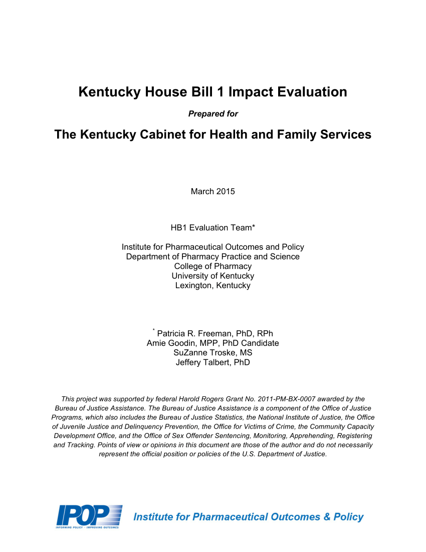 (PDF) Kentucky House Bill 1 Impact Evaluation, Prepared for the