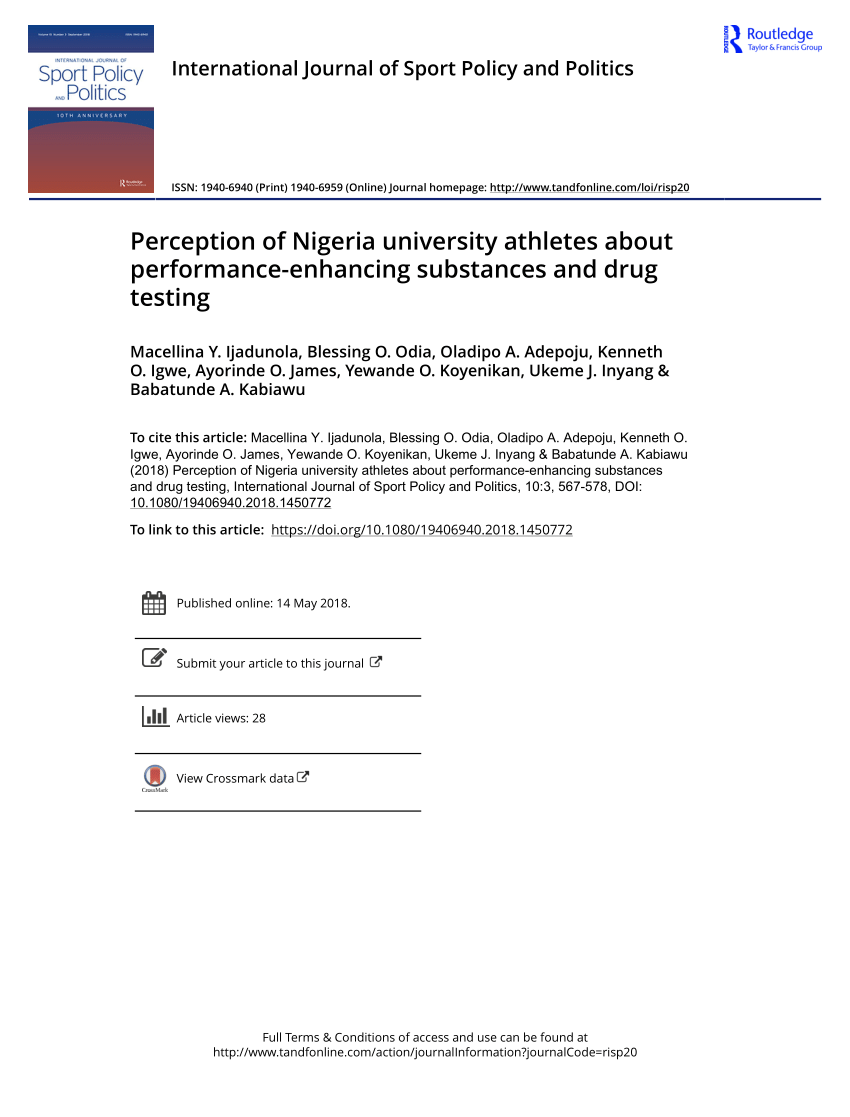 PDF) Perception of Nigeria university athletes about performance-enhancing substances and drug testing
