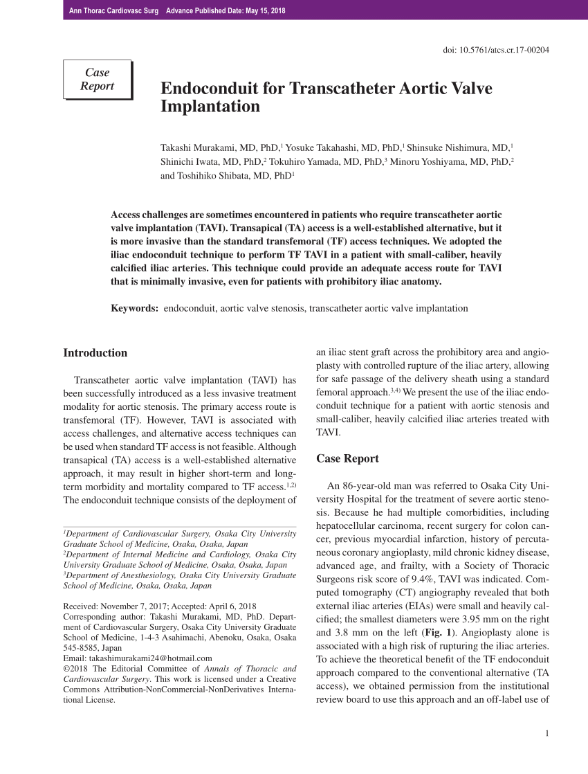 (PDF) Endoconduit for Transcatheter Aortic Valve Implantation