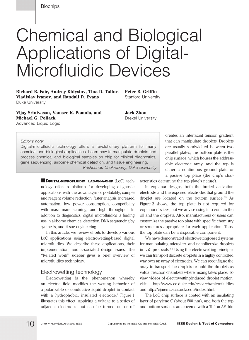 Pdf Chemical And Biological Applications Of Digital