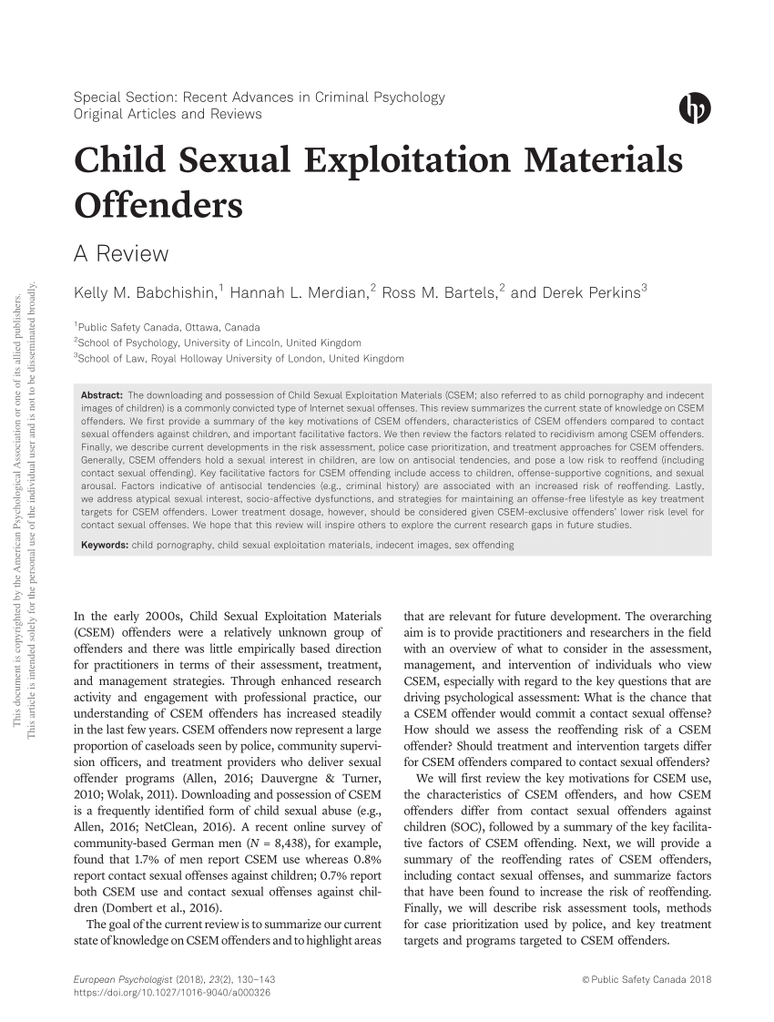 Child Sexual Exploitation Materials Offenders: A Review | Request PDF