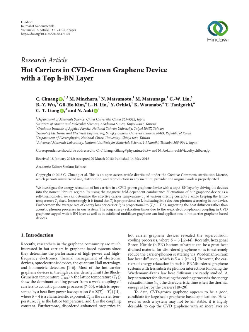 Pdf Hot Carriers In Cvd Grown Graphene Device With A Top H Bn Layer