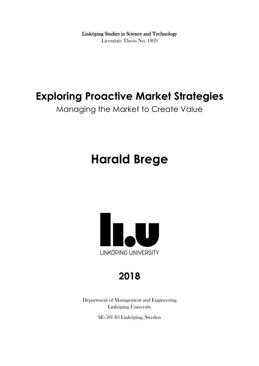 PDF) Exploring Proactive Market Strategies: Managing the Market to ...