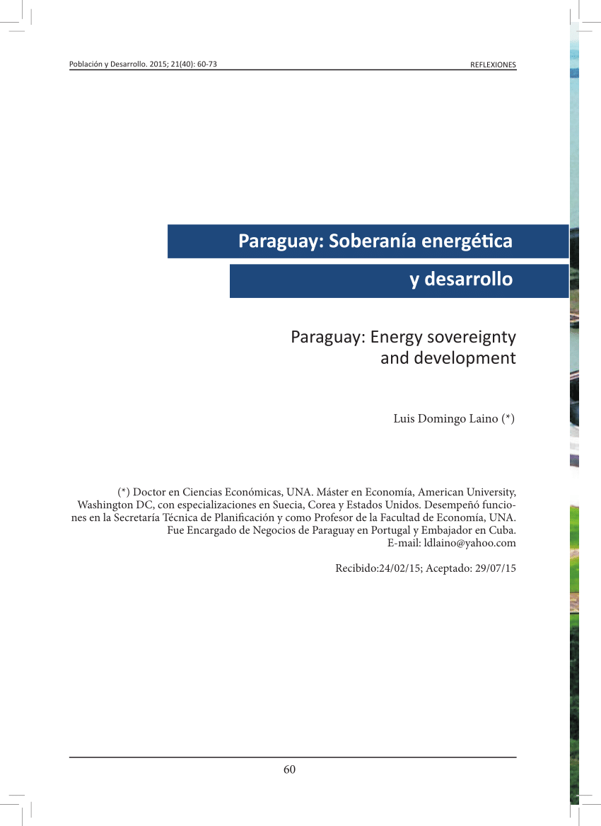 Pdf Paraguay Soberania Energetica Y Desarrollo Paraguay