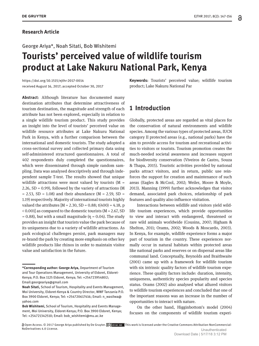 essay about wildlife and tourism in kenya