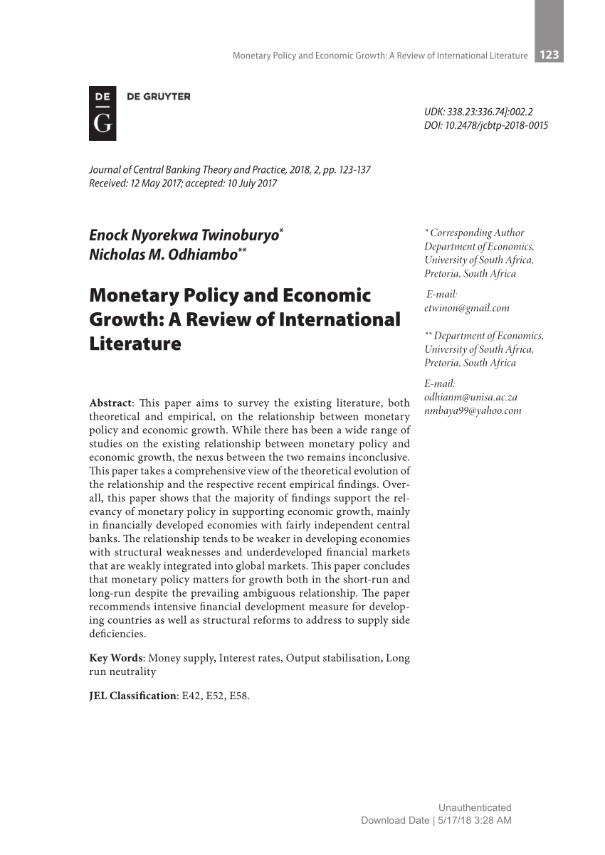 the review of economic literature