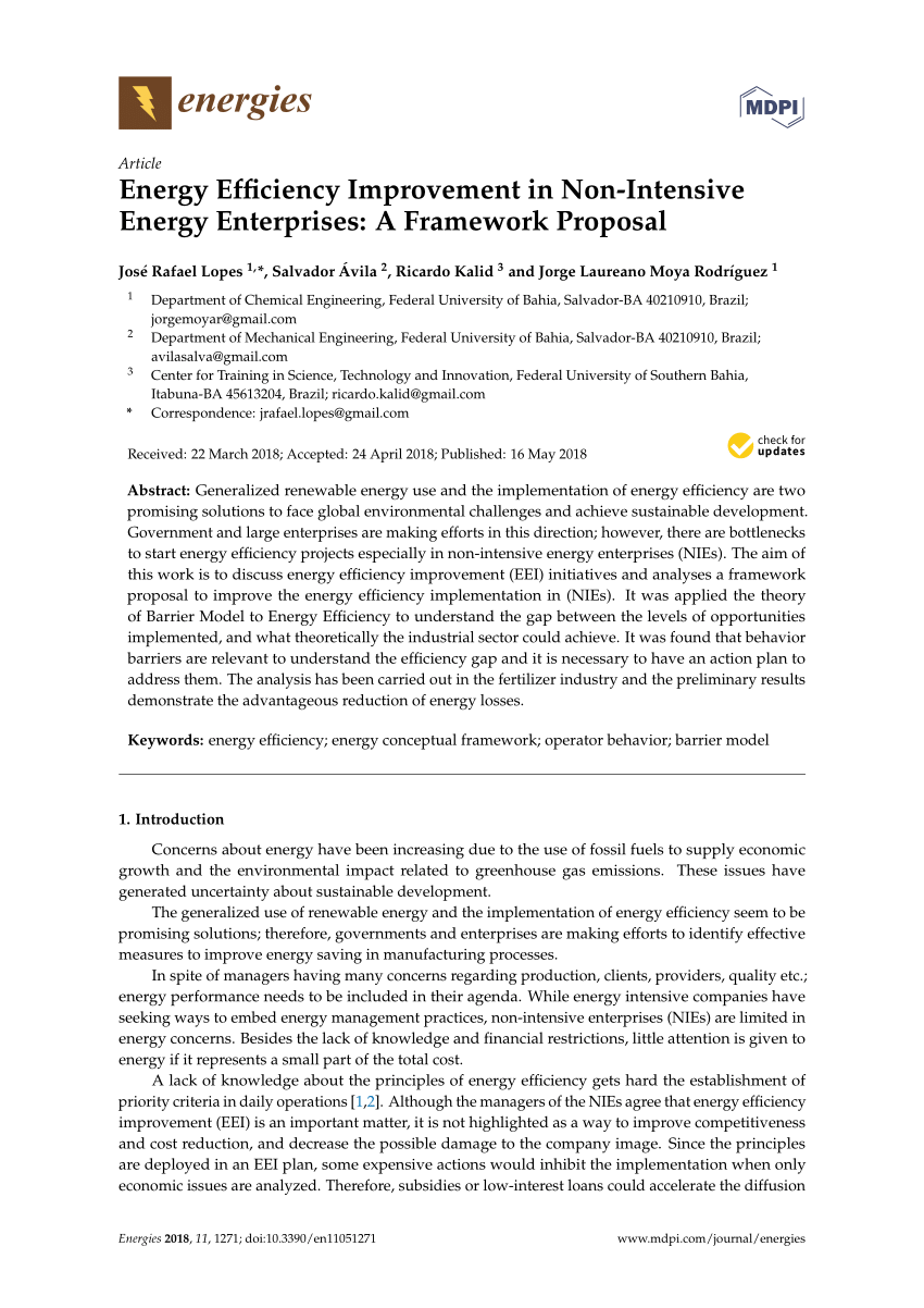 PDF) Energy Efficiency Improvement in Non-Intensive Energy ...