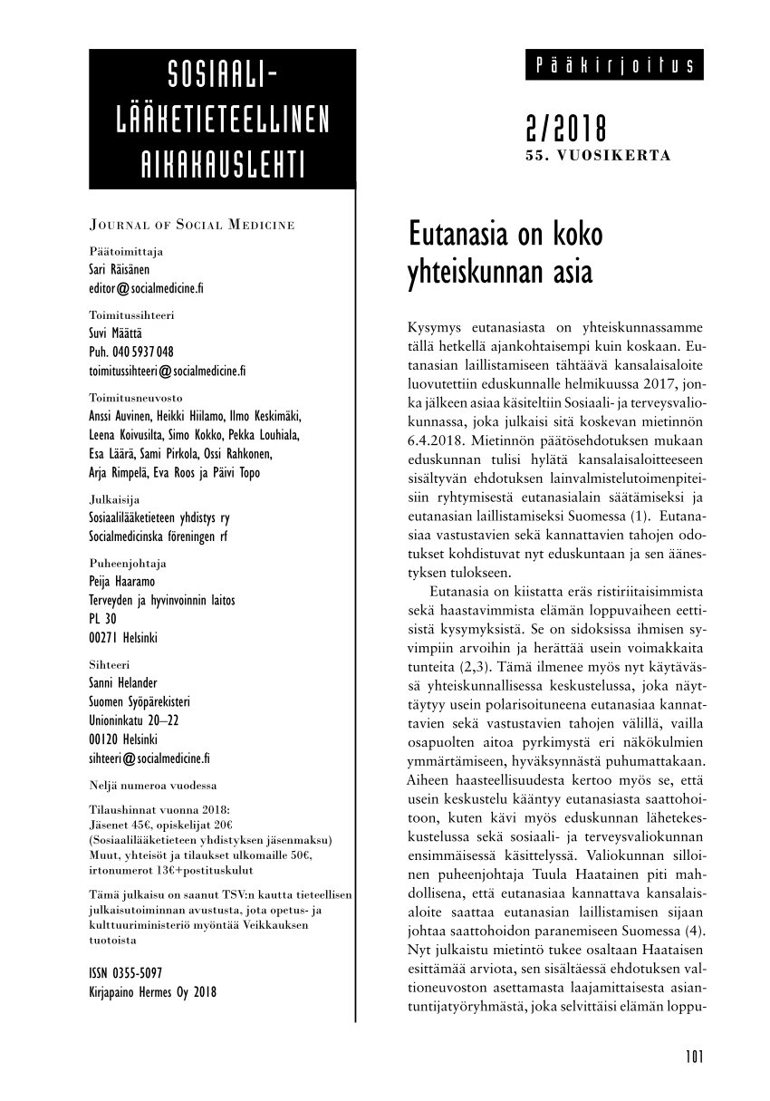 PDF) Eutanasia on koko yhteiskunnan asia