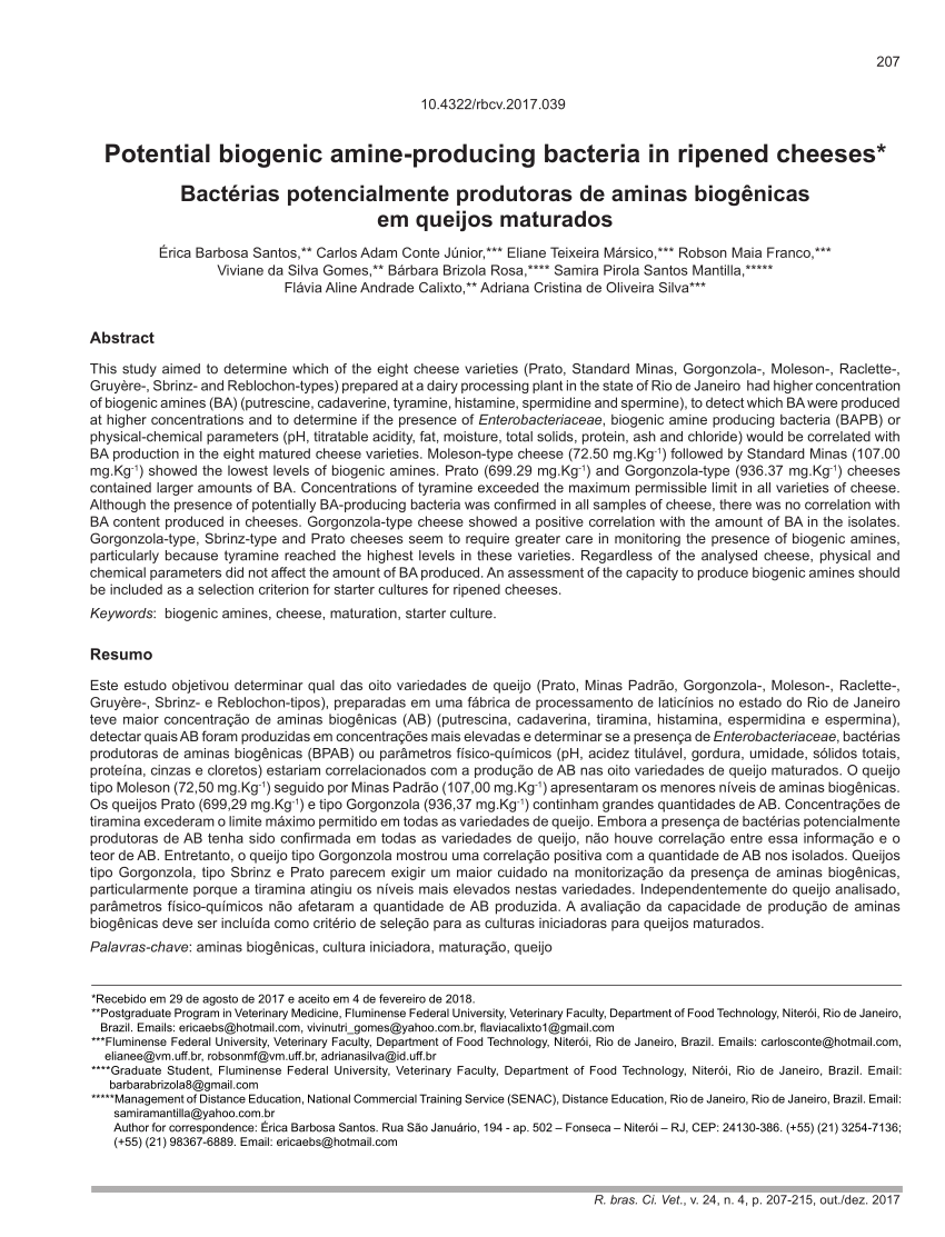 PDF) Potential biogenic amine-producing bacteria in ripened cheeses