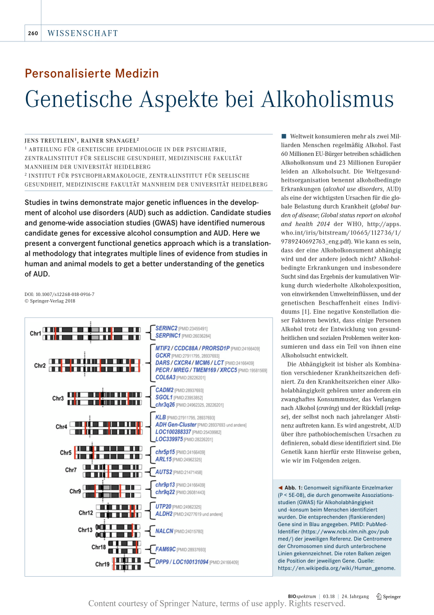 Genetische Aspekte Bei Alkoholismus Request PDF