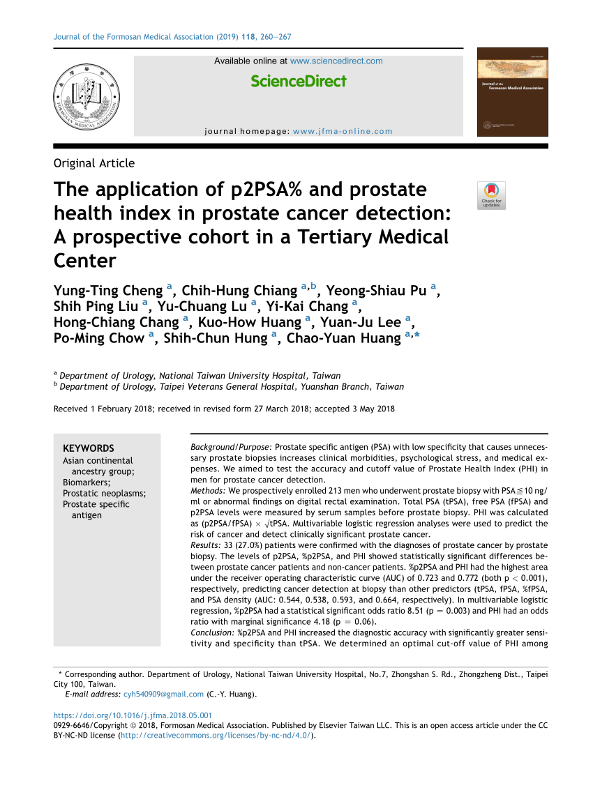 Pdf The Application Of P2psa And Prostate Health Index In Prostate Cancer Detection A 