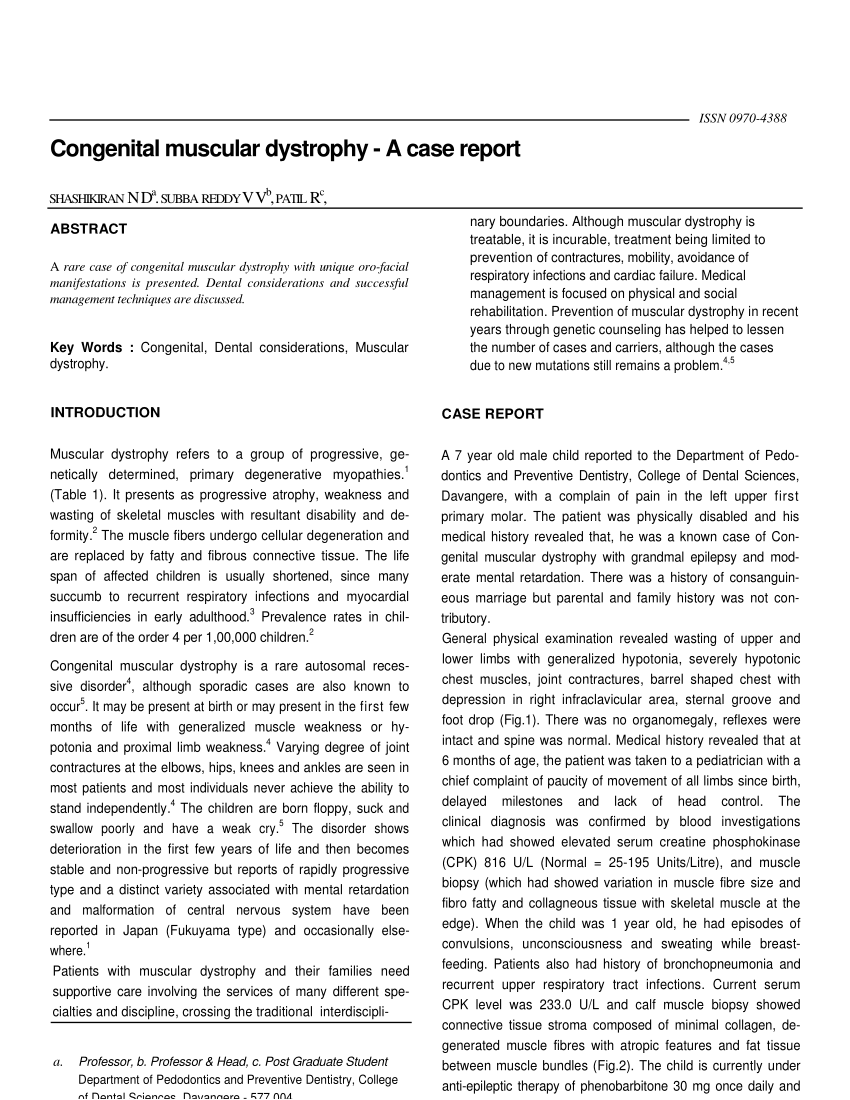 introduction to muscular dystrophy research paper