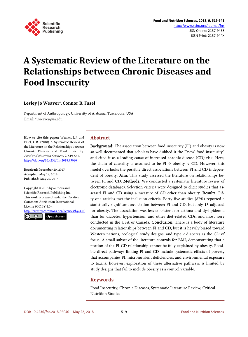 literature review on food insecurity