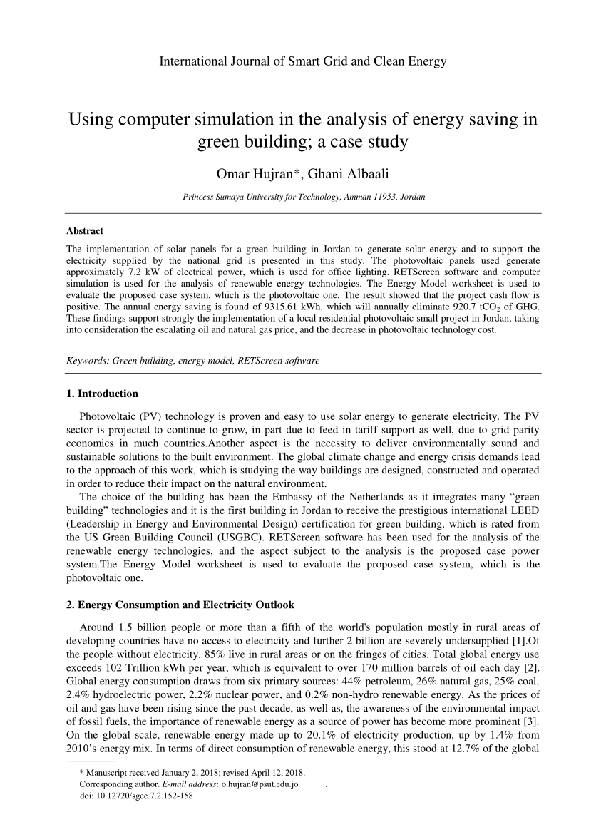 PDF) Using computer simulation in the analysis of energy saving in ...