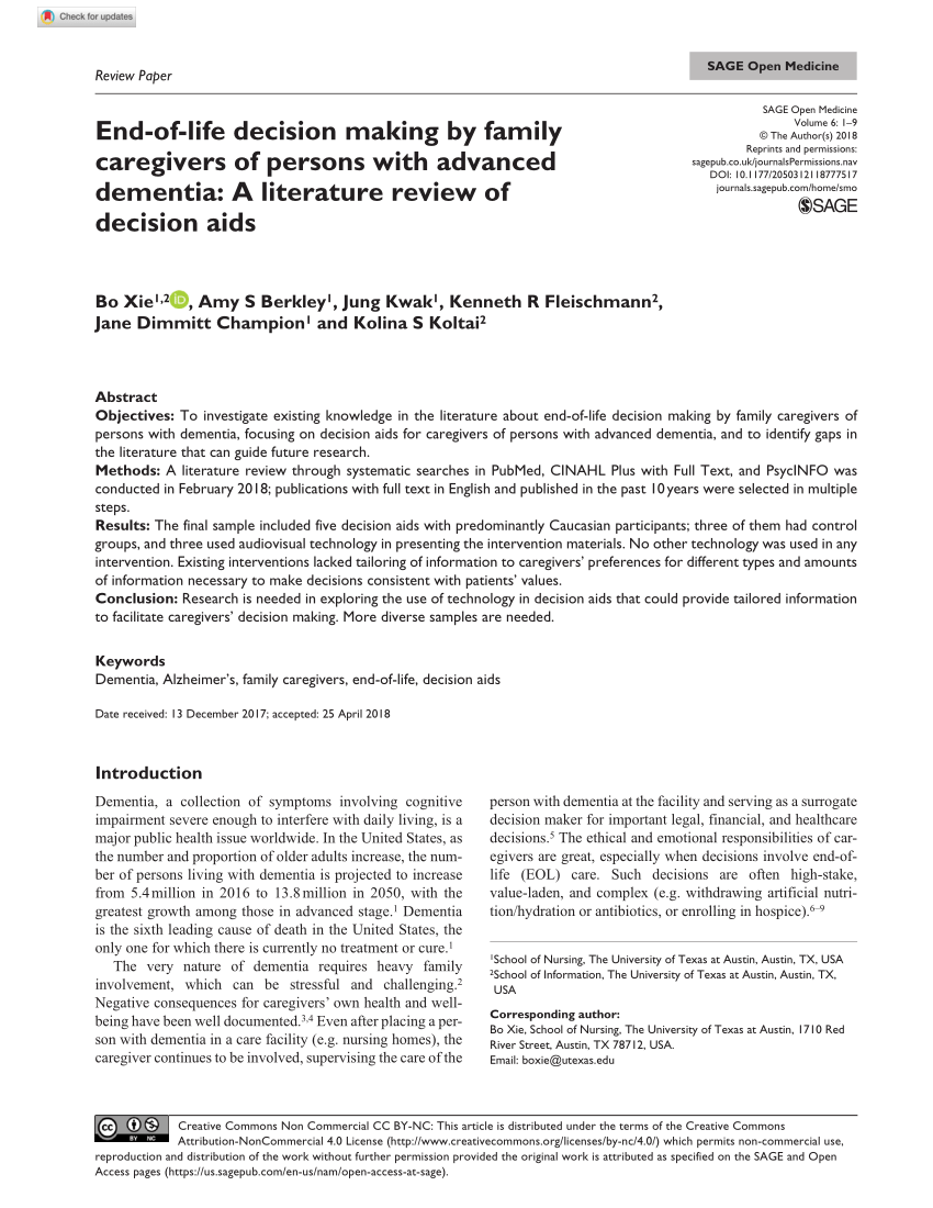 literature review on decision aids