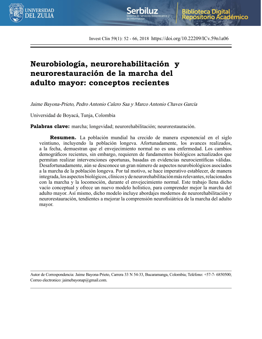 Pdf Neurobiologia Neurorehabilitacion Y Neurorestauracion De La Marcha Del Adulto Mayor Conceptos Recientes